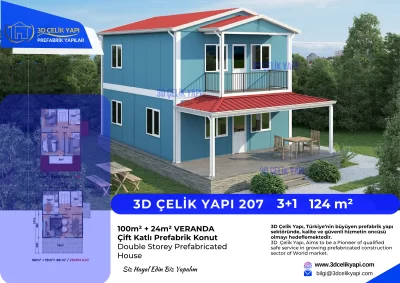 Çift Kat Prefabrik Ev 124 m² Model 207