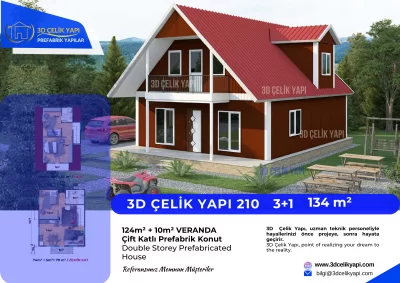 Çift Kat Prefabrik Ev 134 m² Model 210