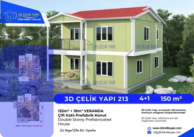 Çift Kat Prefabrik Ev 150 m² Model 213
