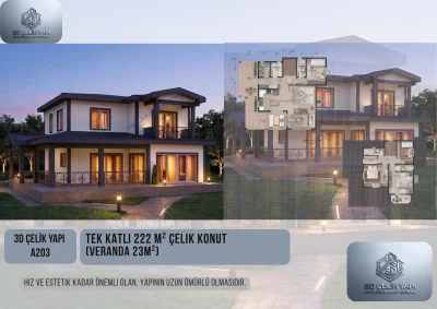 Çİft Kat Çelik Ev 222 m² Model A 203