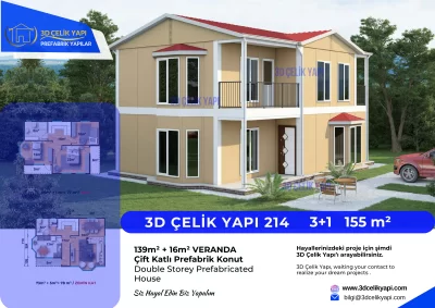 Çift Kat Prefabrik Ev 155 m² Model 214