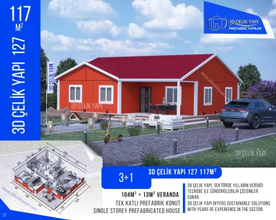 Tek Kat Prefabrik Ev 117 m²  3+1 MODEL 127
