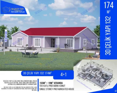 Tek Kat Prefabrik Ev  174 m²  4+1 MODEL 132