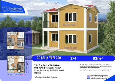 Çift Kat Prefabrik Ev 82m² Model 200