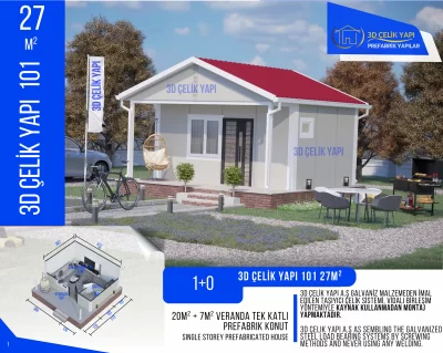 Tek Kat Prefabrik Ev 27 m² 1+0 MODEL 101