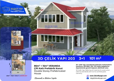 Çift Kat Prefabrik Ev 101 m² Model 203