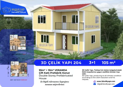 Çift Kat Prefabrik Ev 105 m² Model 204