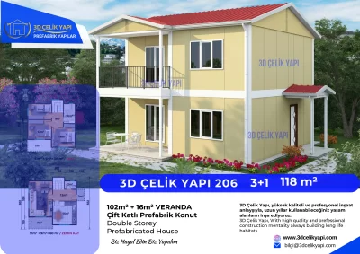 Çift Kat Prefabrik Ev 118 m² Model 206